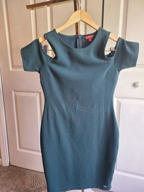 Guess Teal One-Shoulder Cutout Sheath Dress M NWOT